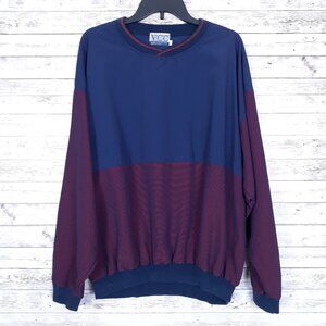 VCC Mens Golf Shirt L Blue Red Stripe 233